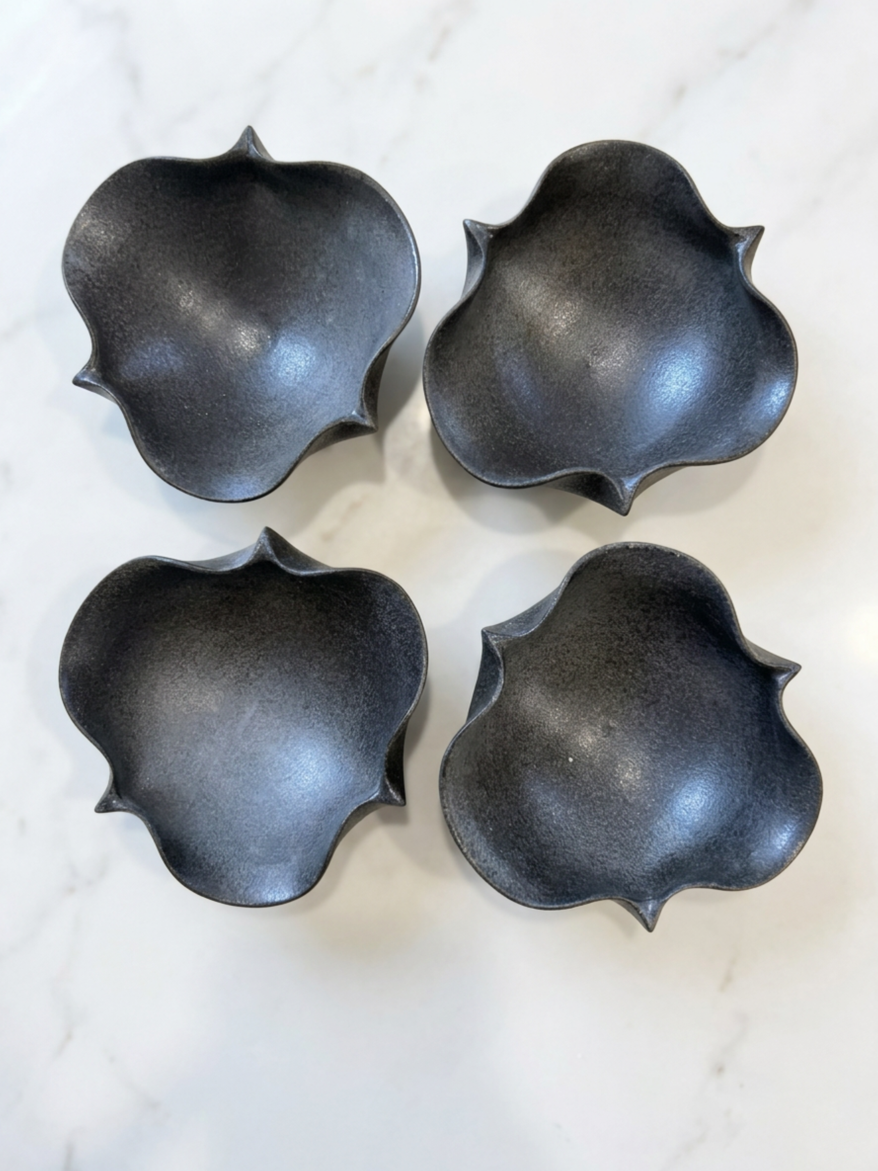 Suzu-yaki incense holder — Suzu Star, handmade unglazed black stoneware plate