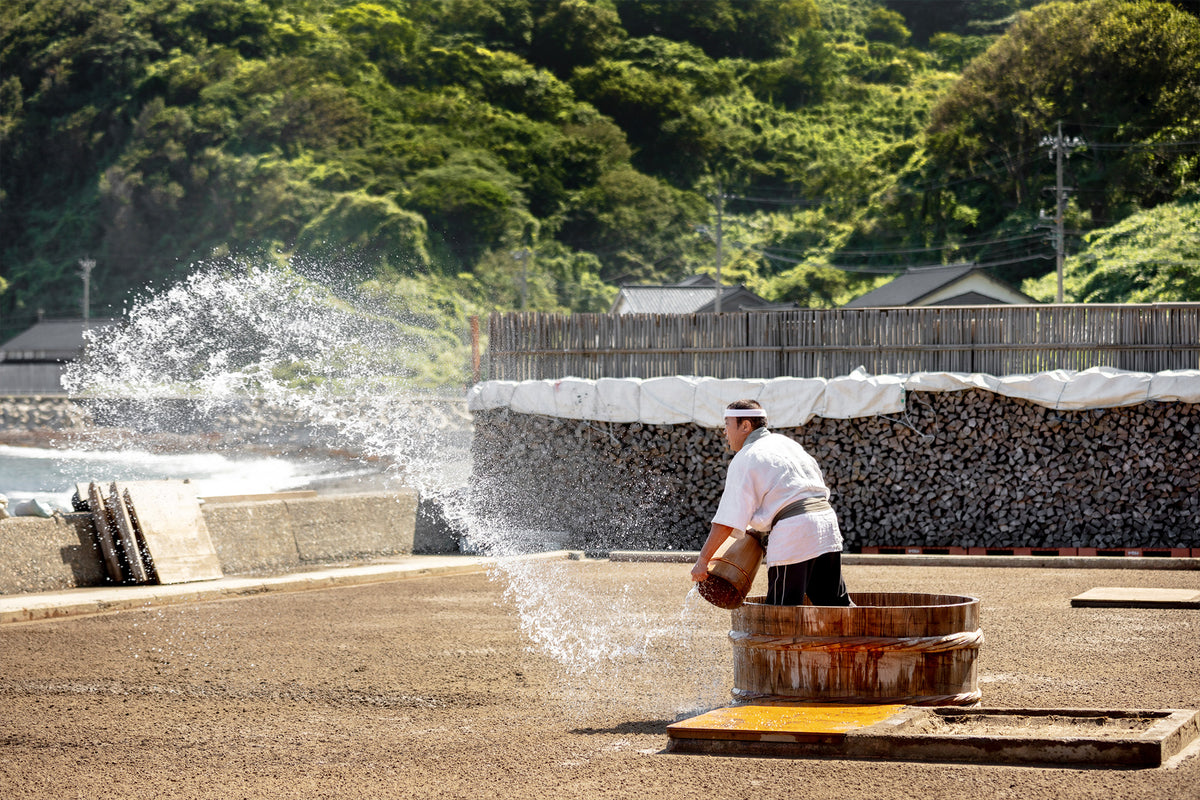 Traditional Agehama salt field at Okunoto Salt Farm Village on the Noto Peninsula